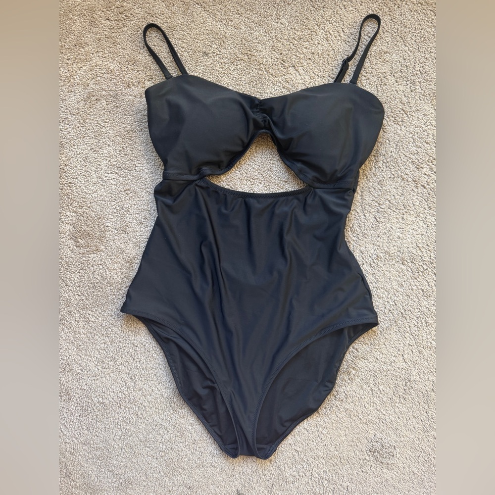 Aerie one piece full coverage black swim suit, XL